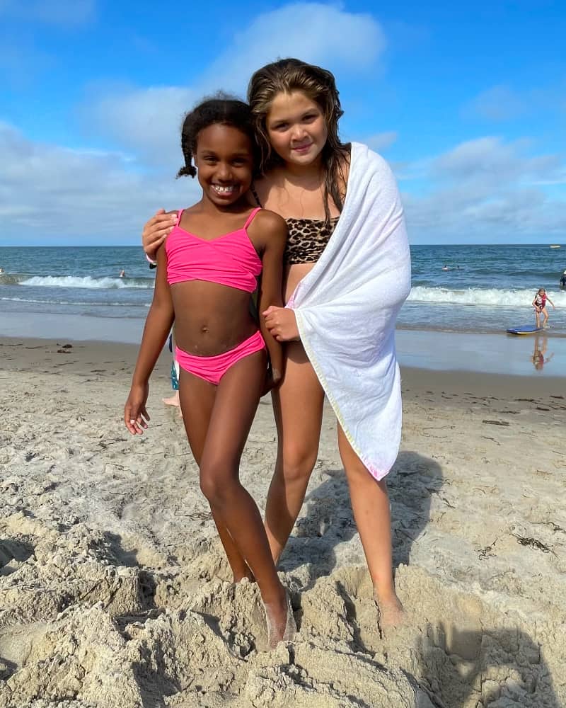 Two girls having a great day at the beach